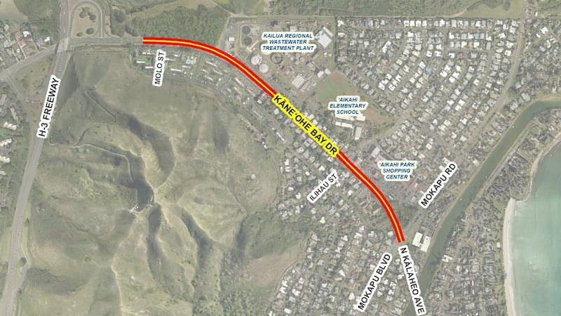 Road repairs on Kaneohe Bay Drive will impact traffic between H-3 Freeway and Mokapu Blvd.