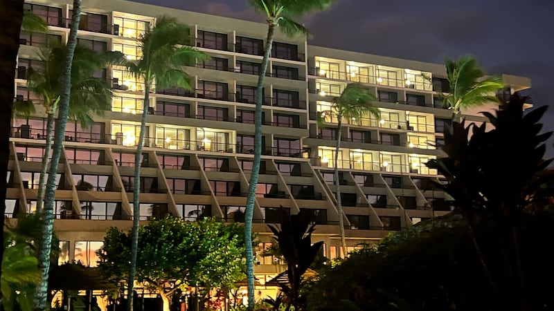 Marriott's Maui Ocean Club in Kaanapali lit up 42 rooms last night, forming a giant L and S,...