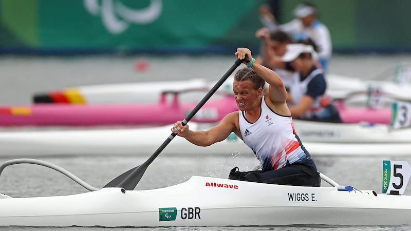 Emma Wiggs of Great Britain on her way to winning the gold medal in the canoe - women's single...