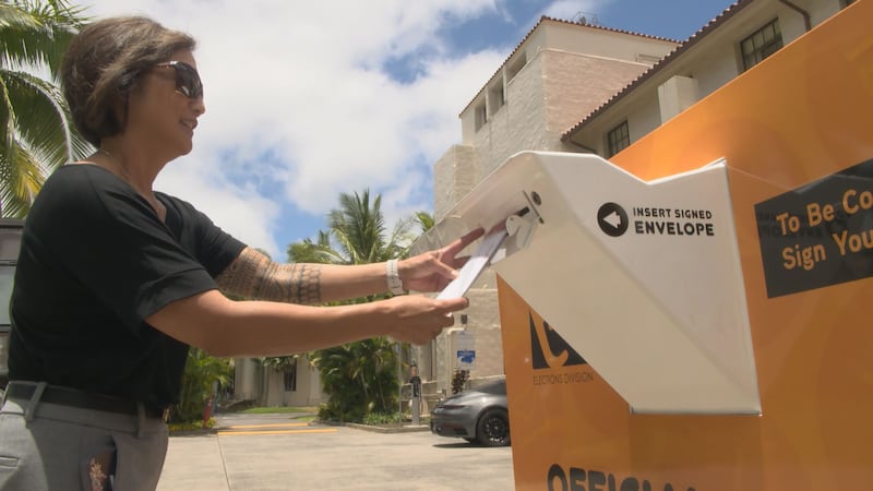 Ballot drop box at Honolulu Hale