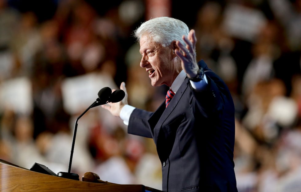 FILE - Former President Bill Clinton addresses the Democratic National Convention in...